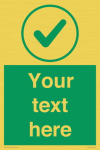 Custom green background, green tick in circle sign